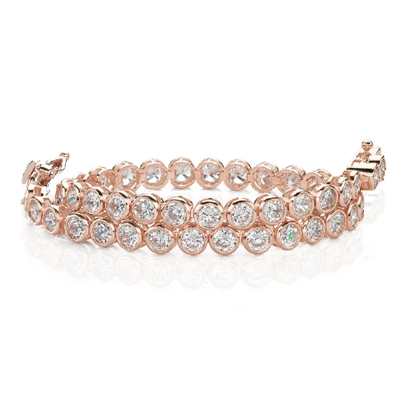 Limited-Stock Jewelry Sale – Once It's Gone, It's Gone Round Brilliant tennis bracelet with 5.28 carats* of diamond simulants in 10 carat rose gold Limited-Stock Jewelry Sale – Once It's Gone, It's Gone Round Brilliant tennis bracelet with 5.28 carats* of diamond simulants in 10 carat rose gold