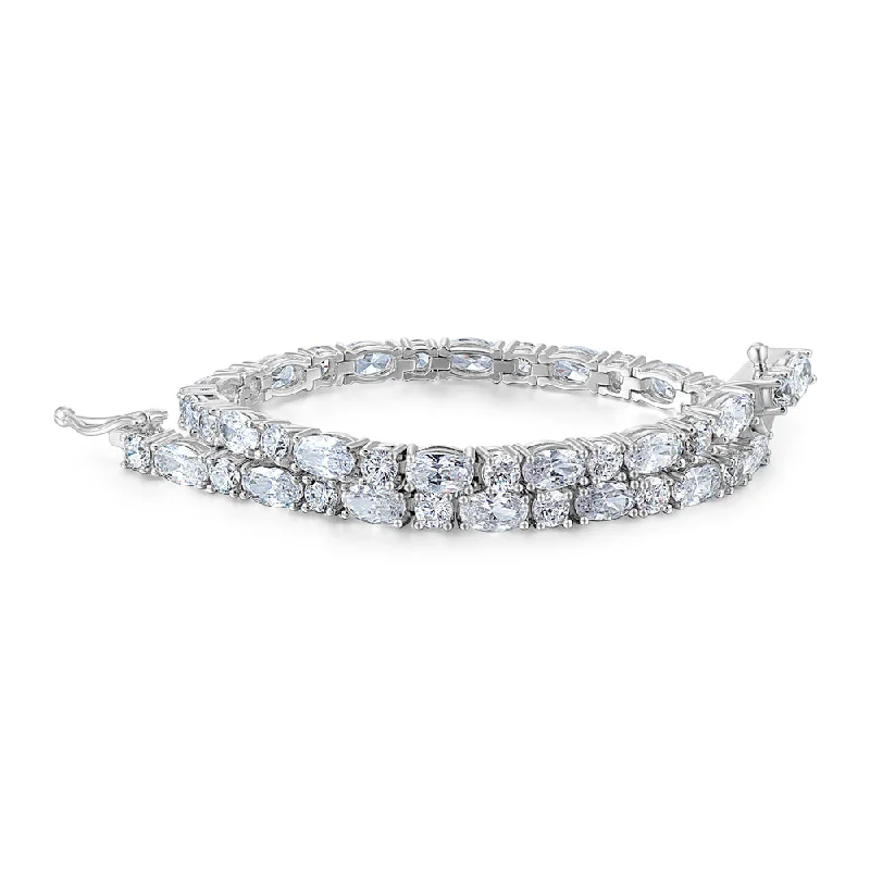 Special Sale On Handcrafted Jewelry – Shop Today Oval and Round Brilliant tennis bracelet with 6.38 carats* of diamond simulants in sterling silver