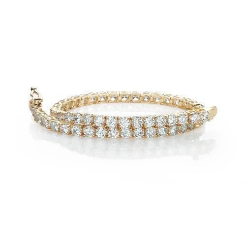 Get The Best Deals On Timeless Jewelry Pieces Round Brilliant tennis bracelet with 6.93 carats* of diamond simulants in 10 carat yellow gold Get The Best Deals On Timeless Jewelry Pieces Round Brilliant tennis bracelet with 6.93 carats* of diamond simulants in 10 carat yellow gold