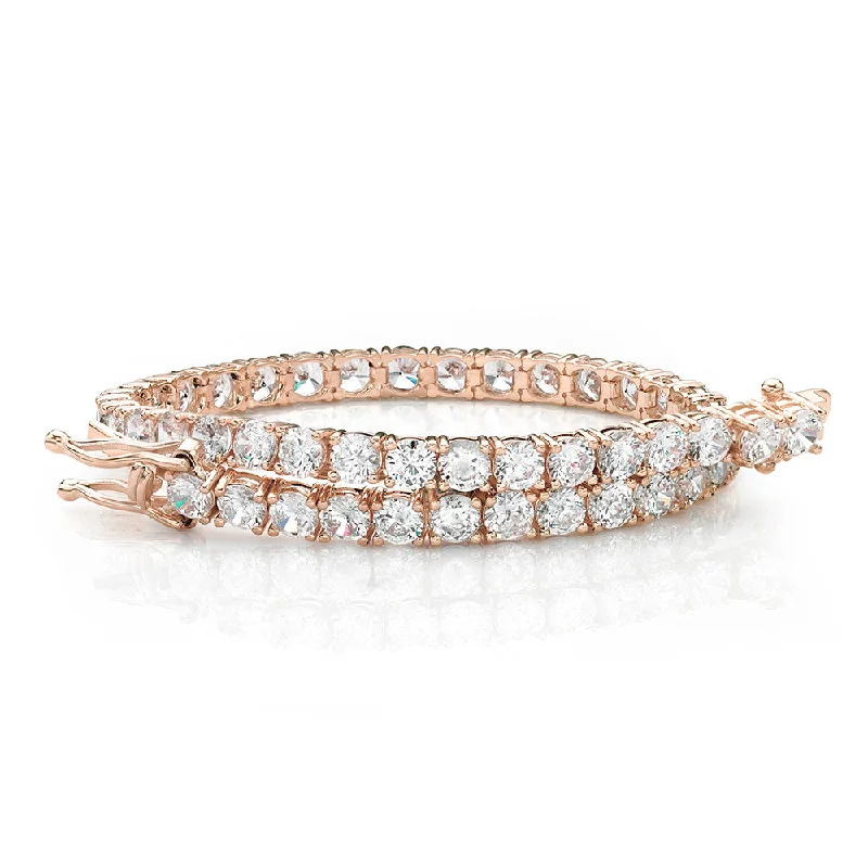 Discounted Jewelry For A Glamorous Look Round Brilliant tennis bracelet with 8.5 carats* of diamond simulants in 10 carat rose gold Discounted Jewelry For A Glamorous Look Round Brilliant tennis bracelet with 8.5 carats* of diamond simulants in 10 carat rose gold