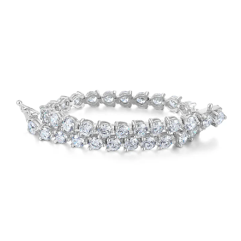 Timeless Elegance, Temporary Discounts – Act Fast Round Brilliant tennis bracelet with 9.13 carats* of diamond simulants in sterling silver