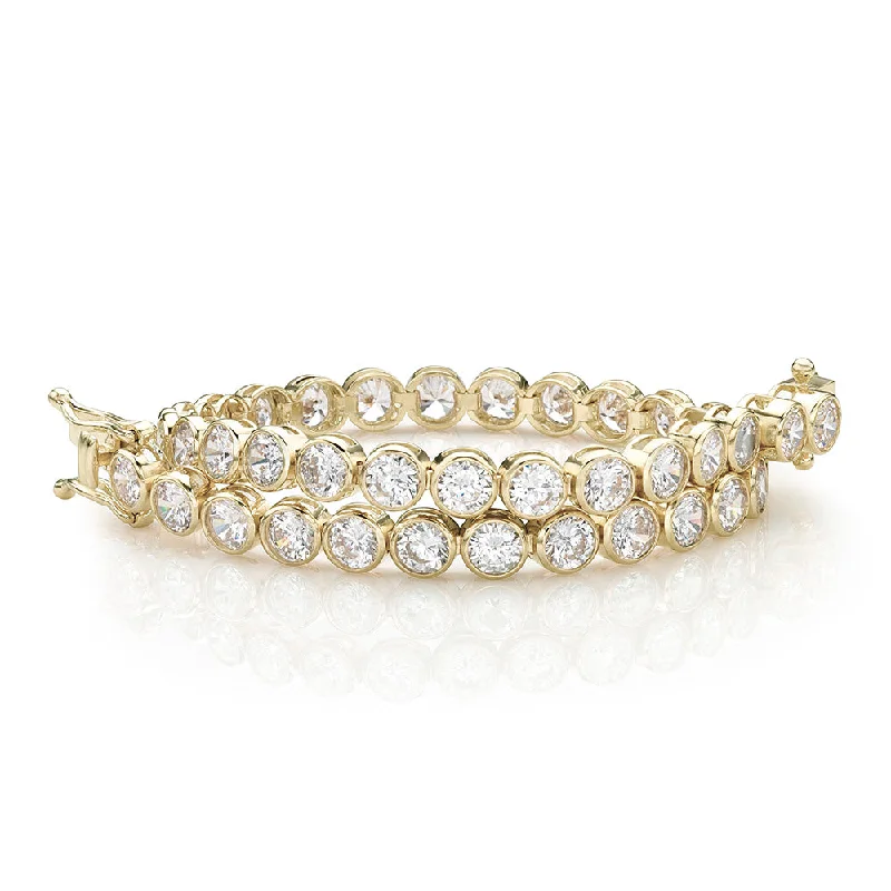 Luxury Meets Affordability – Jewelry Sale Live Now Round Brilliant tennis bracelet with 9.25 carats* of diamond simulants in 10 carat yellow gold