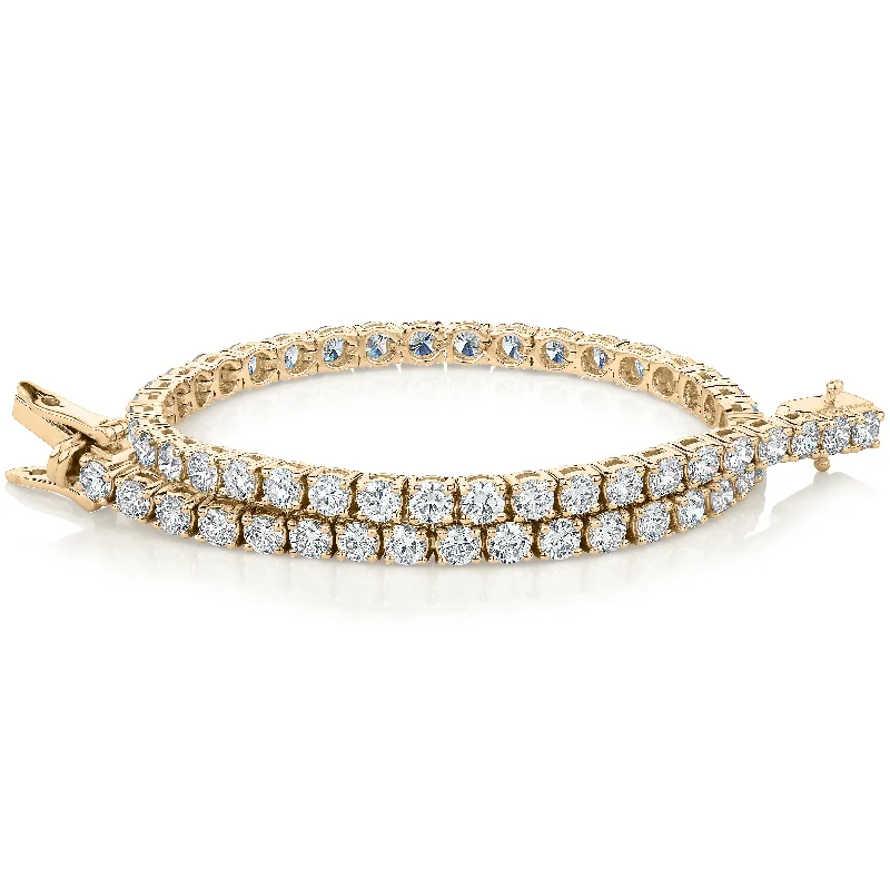 Accessorize For Less – Luxury Jewelry At Affordable Prices Signature Simulant Diamond 5 carat* TW round brilliant tennis bracelet in 10 carat yellow gold Accessorize For Less – Luxury Jewelry At Affordable Prices Signature Simulant Diamond 5 carat* TW round brilliant tennis bracelet in 10 carat yellow gold