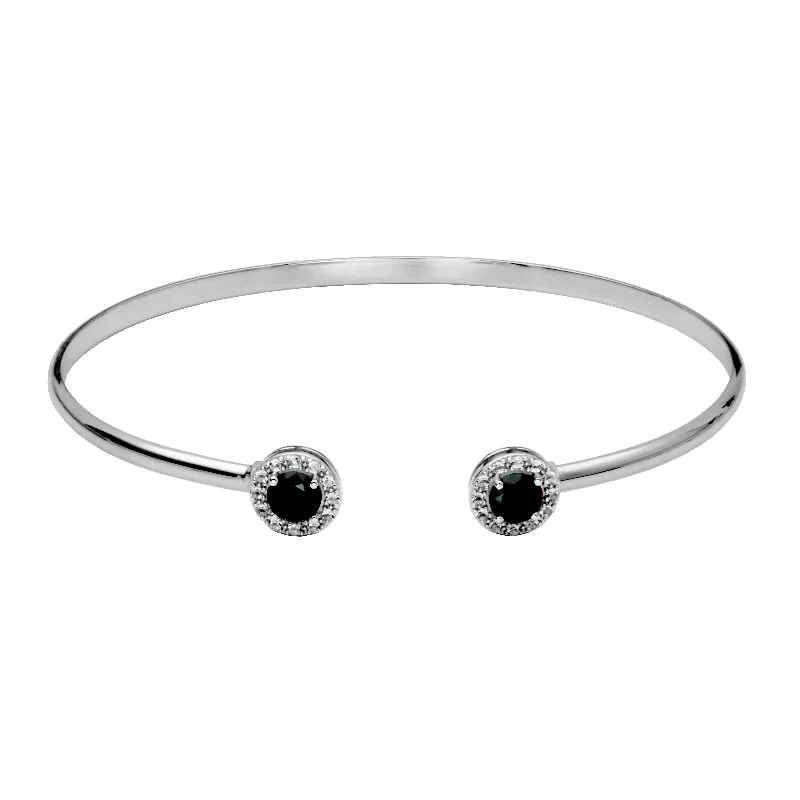 Discounted Luxury Jewelry – Shine Without The Splurge Silver Birthstone Cuff Bracelet- Black Spinel Discounted Luxury Jewelry – Shine Without The Splurge Silver Birthstone Cuff Bracelet- Black Spinel