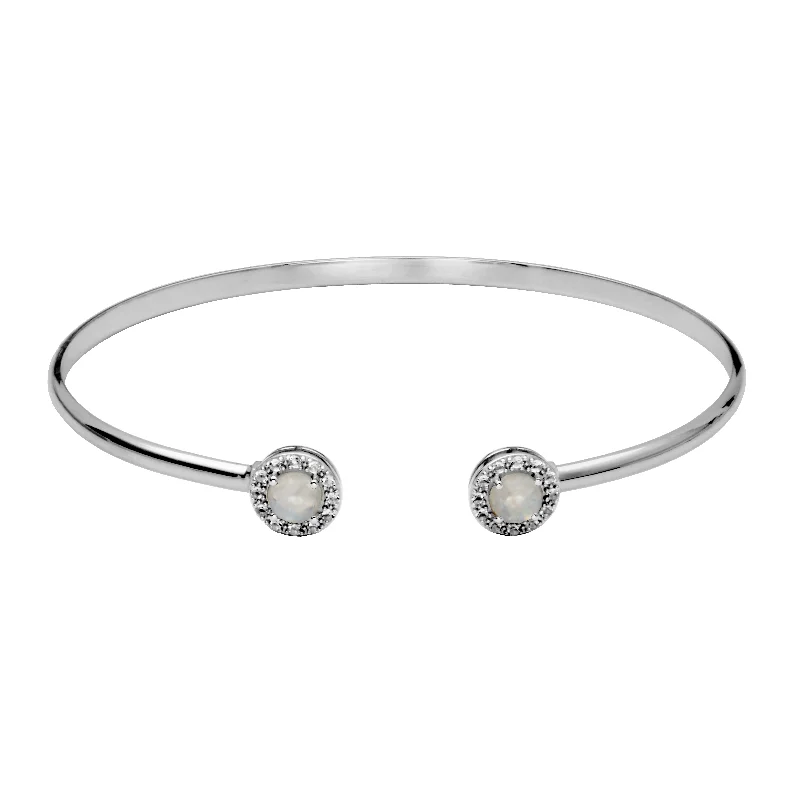 Special Offers On Handcrafted And Designer Jewelry Silver Birthstone Cuff Bracelet- Blue Rainbow Moonstone