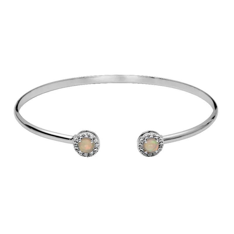 Best-Selling Jewelry Now Available At Special Deals Silver Birthstone Cuff Bracelet- Ethiopian Opal