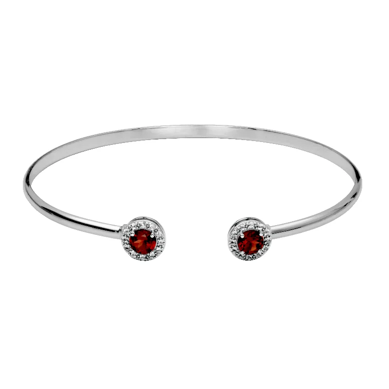 Unmissable Discounts On Timeless Jewelry Pieces Silver Birthstone Cuff Bracelet-Garnet