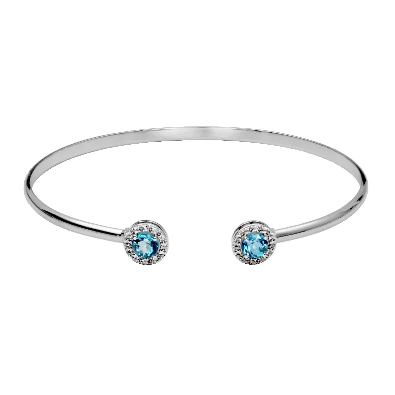 Seasonal Jewelry Sale – Upgrade Your Style Today Silver Birthstone Cuff Bracelet- London Blue topaz