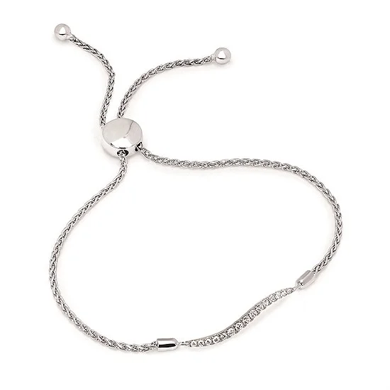 Limited-Time Offer On Elegant Jewelry Pieces Silver Bolo Bracelet with Diamonds