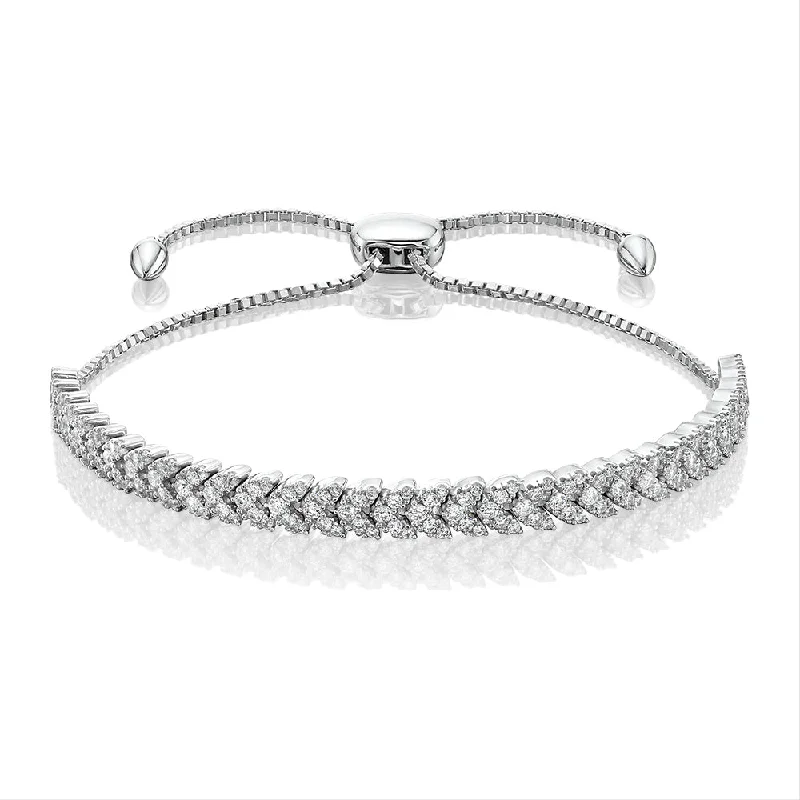 Versatile Layering Jewelry For Effortless Chic Slider bracelet with 1.44 carats* of diamond simulants in sterling silver