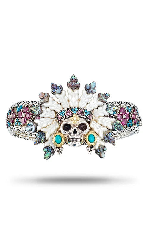 Bohemian-Inspired Jewelry For Free-Spirited Fashion Special Order.Spiritual Warrior Cuff  – Diamond, Abalone, Mother of Pearl,  Apatite, Turquoise, & Pink garnet