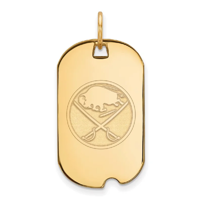 Jewelry Sale Bonanza – Grab Your Sparkle Now SS 14k Yellow Gold Plated NHL Buffalo Sabres Dog Tag Pendant