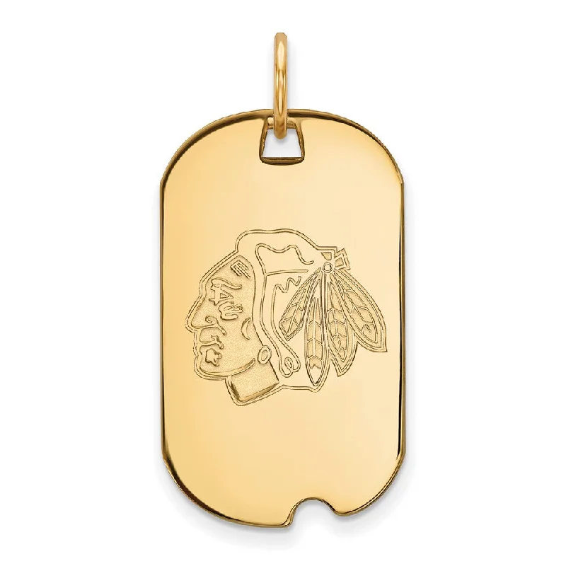Shop Fine Jewelry With Exclusive Savings SS 14k Yellow Gold Plated NHL Chicago Blackhawks Dog Tag Pendant