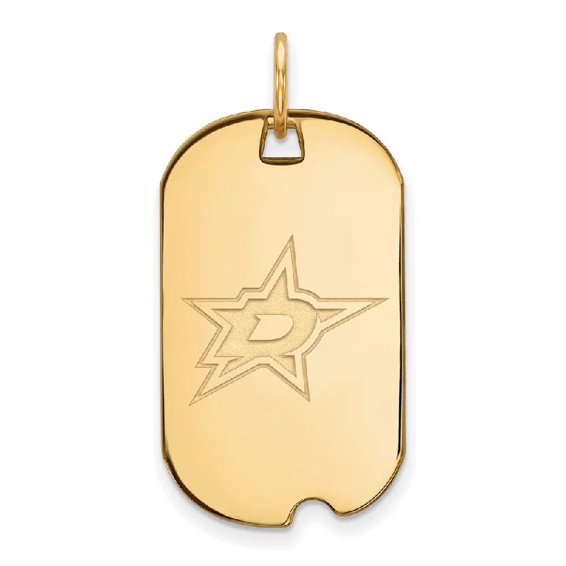Sparkle On A Budget – Fine Jewelry For Less SS 14k Yellow Gold Plated NHL Dallas Stars Dog Tag Pendant