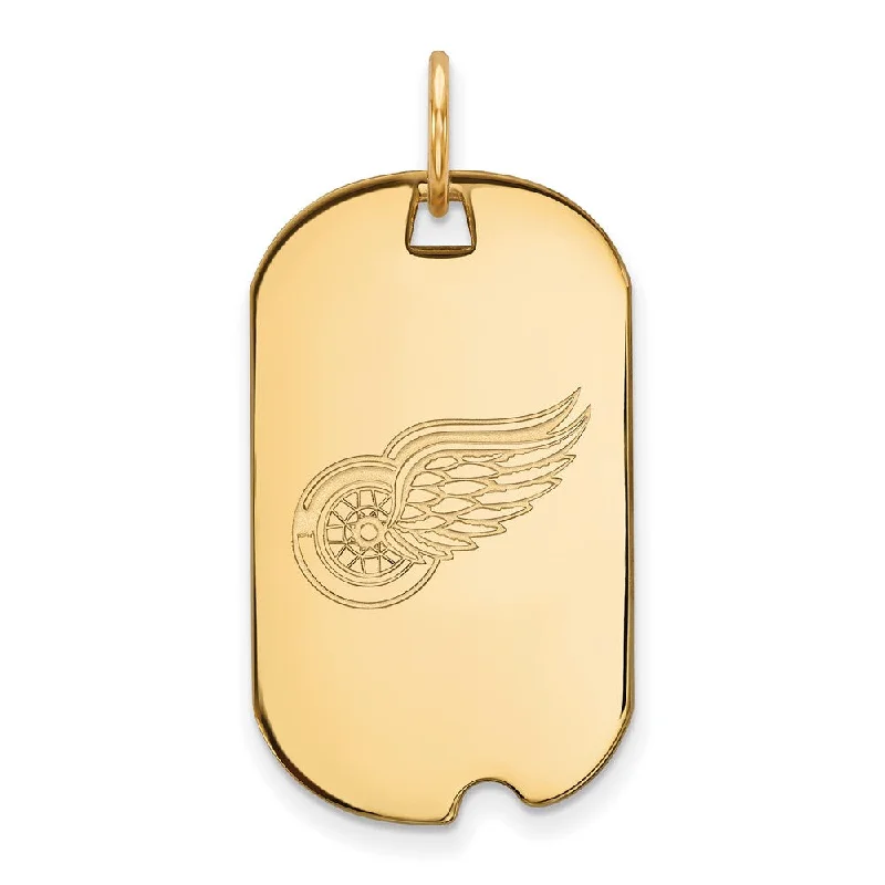 Jewelry Deals That Outshine The Rest SS 14k Yellow Gold Plated NHL Detroit Red Wings Dog Tag Pendant