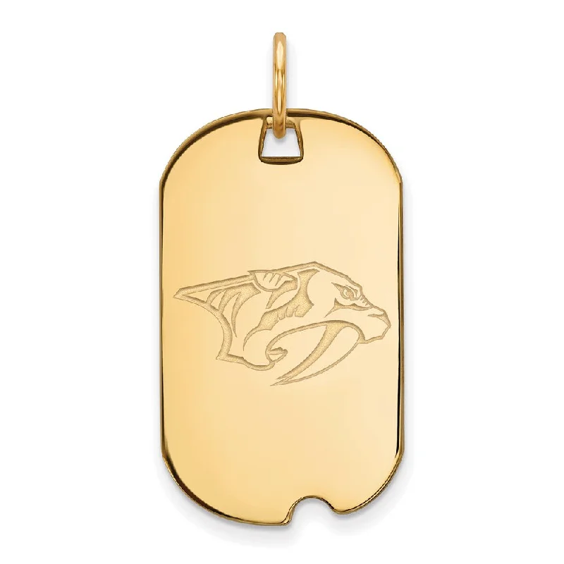Affordable Luxury Jewelry For Every Occasion SS 14k Yellow Gold Plated NHL Nashville Predators Dog Tag Pendant