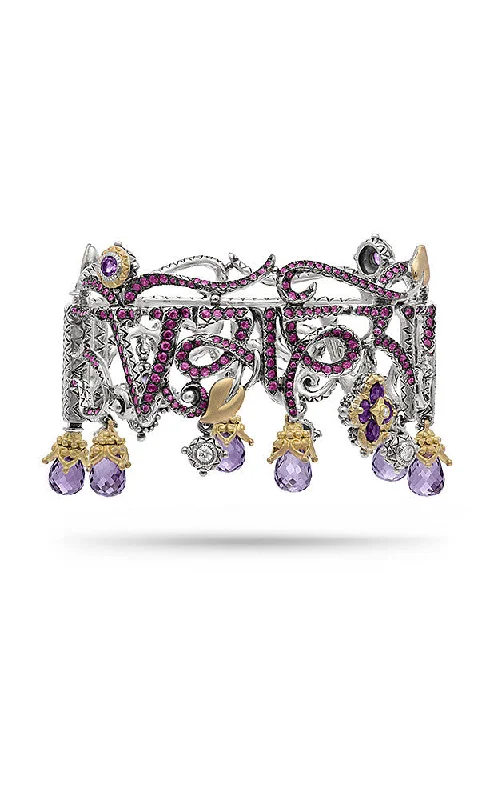 Luxury Jewelry Sale – Sparkle For Less Zen Garden Mantra Bracelet – Diamond, Pink Sapphire & Amethyst