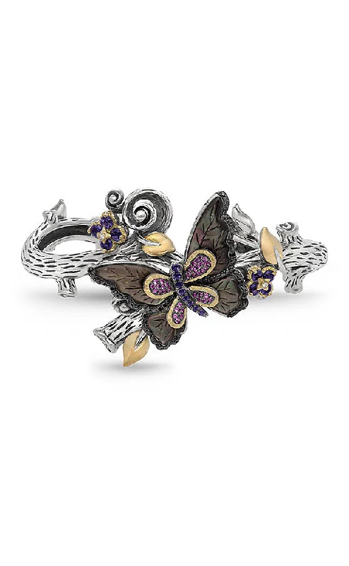 Buy More, Save More On Stunning Jewelry Pieces Zen Garden Butterfly Bangle Bracelet – Black Mother of Pearl, Diamond, Pink Sapphire & Iolite
