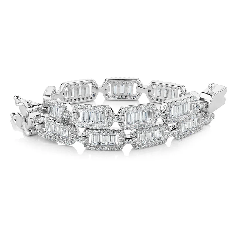 Shop Fine Jewelry With Amazing Deals Statement bracelet with 6.63 carats* of diamond simulants in sterling silver Shop Fine Jewelry With Amazing Deals Statement bracelet with 6.63 carats* of diamond simulants in sterling silver