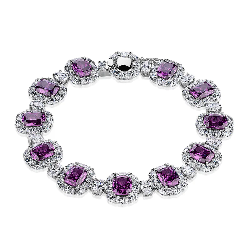 Jewelry Clearance Event – Stock Up Before It's Over Statement bracelet with amethyst simulants and 19.11 carats* of diamond simulants in sterling silver Jewelry Clearance Event – Stock Up Before It's Over Statement bracelet with amethyst simulants and 19.11 carats* of diamond simulants in sterling silver