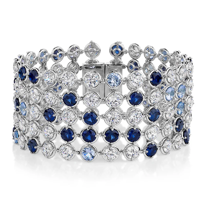 High-Quality Jewelry At A Fraction Of The Cost Statement bracelet with aqua and sapphire simulants and 34.04 carats* of diamond simulants in sterling silver High-Quality Jewelry At A Fraction Of The Cost Statement bracelet with aqua and sapphire simulants and 34.04 carats* of diamond simulants in sterling silver