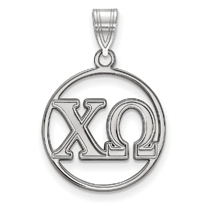 Premium Jewelry Now Available At Special Discounts Sterling Silver Chi Omega Small Circle Greek Letters Pendant