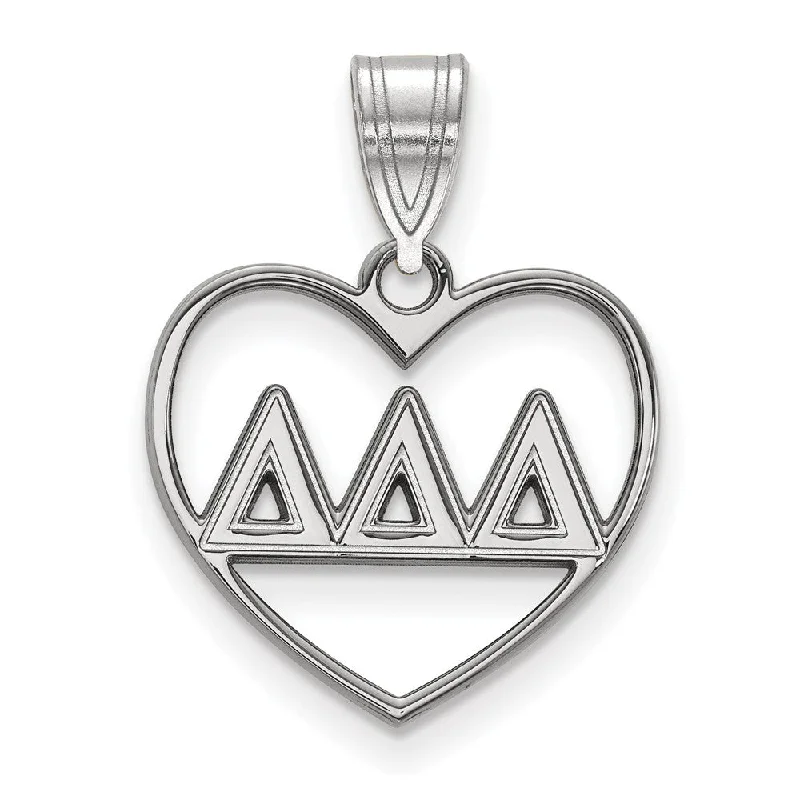 Trending Jewelry Styles Now At Limited-Time Discounts Sterling Silver Delta Delta Delta Heart Greek Letters Pendant