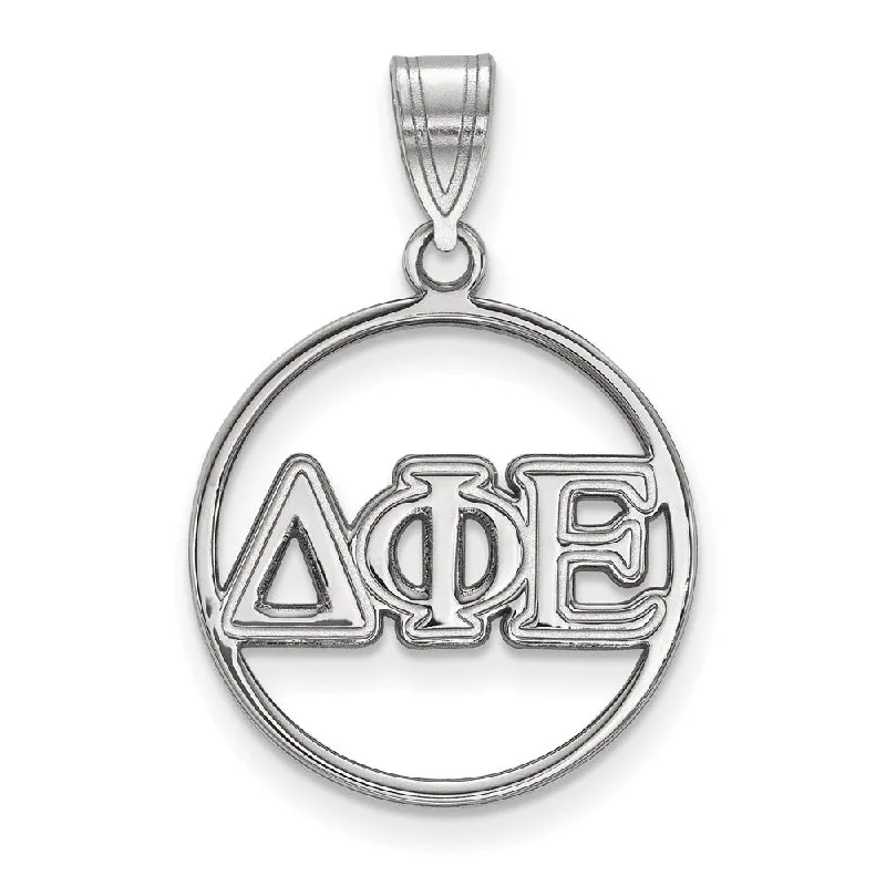 Special Offers On Handcrafted And Designer Jewelry Sterling Silver Delta Phi Epsilon Medium Circle Greek Letters Pendant