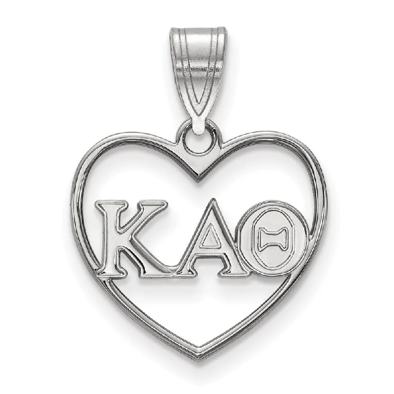 Sparkle More For Less – Jewelry Sale Happening Now Sterling Silver Kappa Alpha Theta Heart Greek Letters Pendant