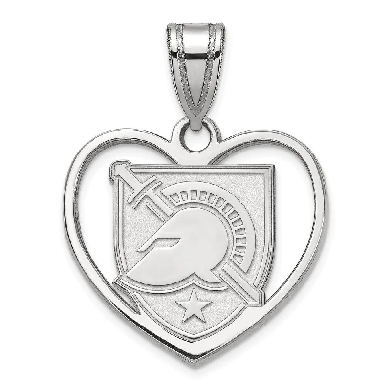 Sterling Silver Military Academy Shield Heart Pendant