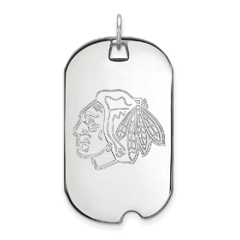 Exclusive Jewelry Discounts – Shop Now For Savings Sterling Silver NHL Chicago Blackhawks Large Dog Tag Pendant