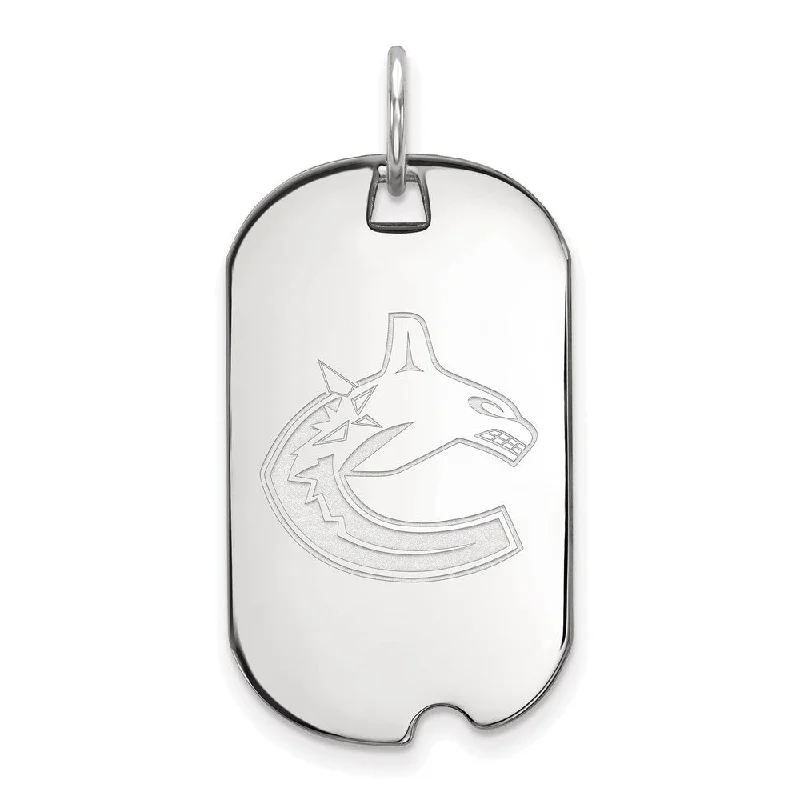 Delicate Crystal Jewelry For Sophisticated Charm Sterling Silver NHL Vancouver Canucks Dog Tag Pendant