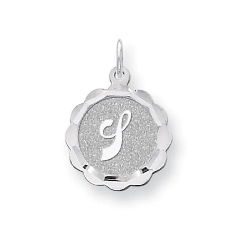 Premium Jewelry At Special Low Prices For A Limited Time Sterling Silver, Sarah Collection 15mm Brocaded Disc Initial J Pendant