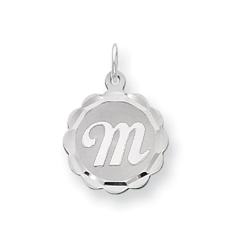 Elevate Your Jewelry Collection With Limited-Time Savings Sterling Silver, Sarah Collection 15mm Brocaded Disc Initial M Pendant Elevate Your Jewelry Collection With Limited-Time Savings Sterling Silver, Sarah Collection 15mm Brocaded Disc Initial M Pendant