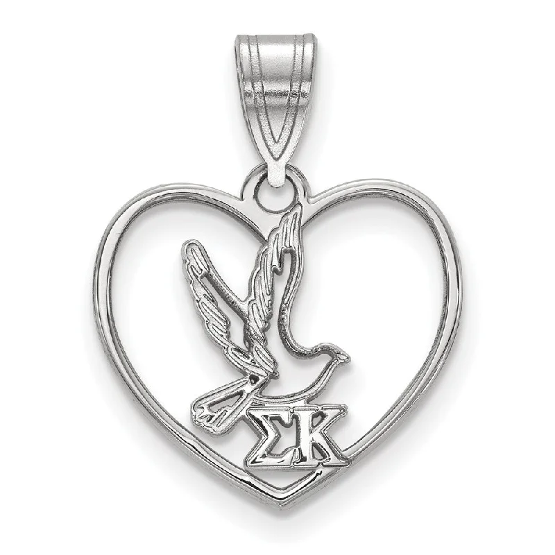 Unique Jewelry Designs Now At Discounted Rates Sterling Silver Sigma Kappa Heart Pendant