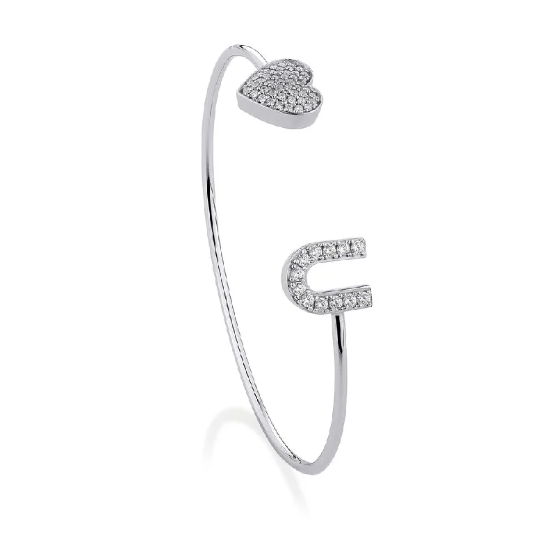 Affordable Gold-Plated Jewelry For Modern Fashion Sterling Silver Split I Love You Bangle