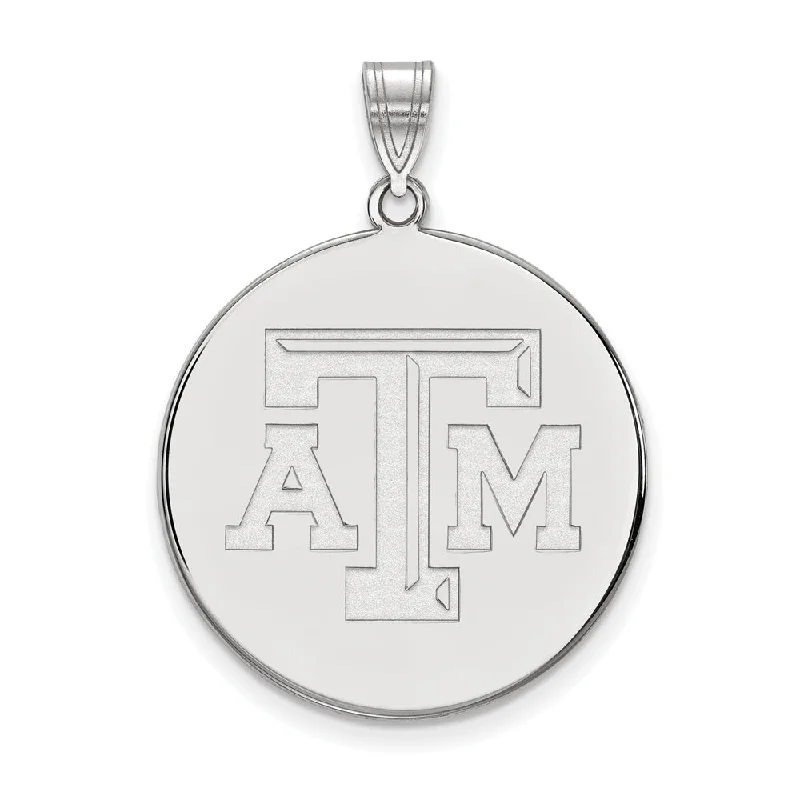 Sterling Silver Texas A&M U. XL Disc Pendant