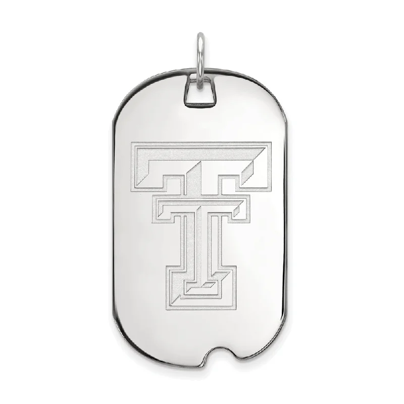 Sterling Silver Texas Tech U. Large Dog Tag Pendant