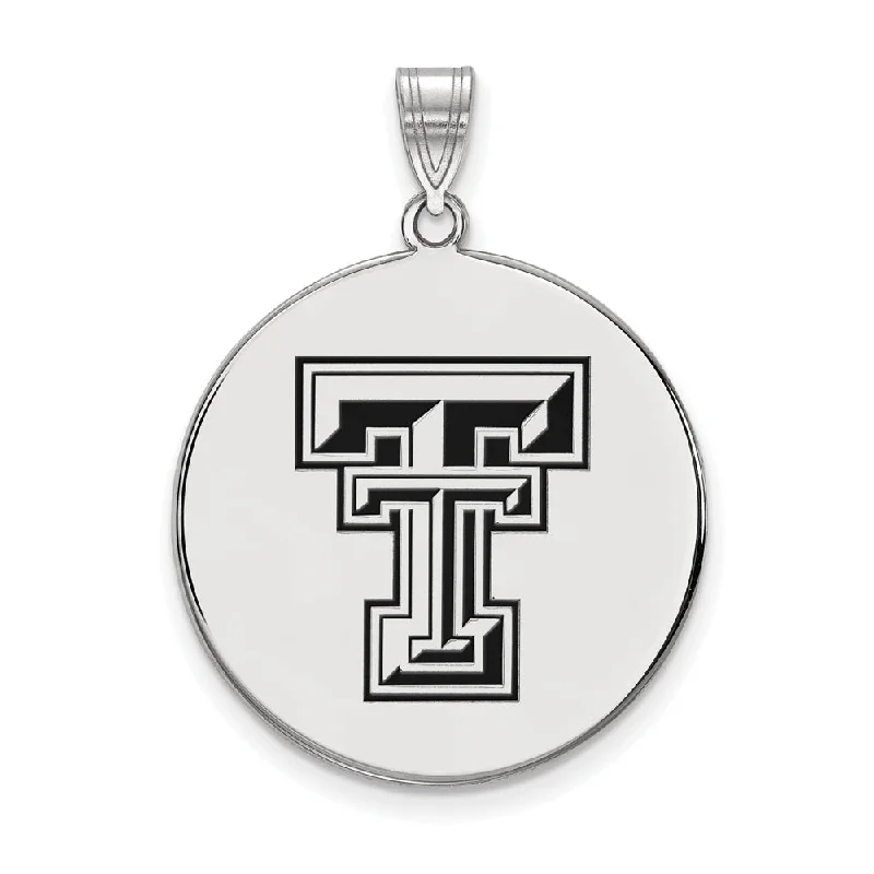 Sterling Silver Texas Tech U. XL Enamel Disc Pendant