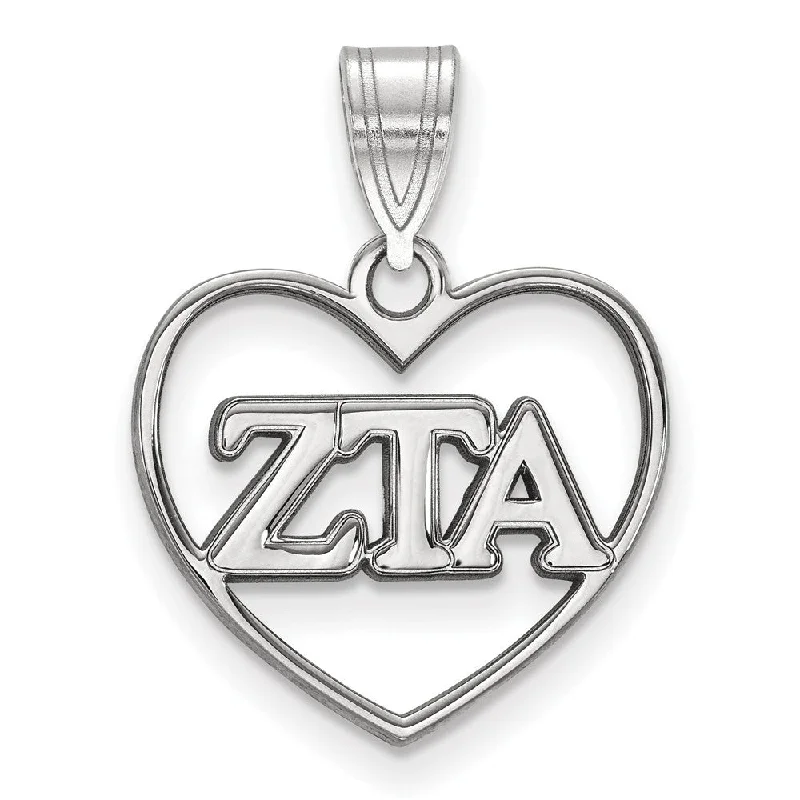 Affordable Elegance – Special Jewelry Sale Now Live Sterling Silver Zeta Tau Alpha Heart Greek Letters Pendant