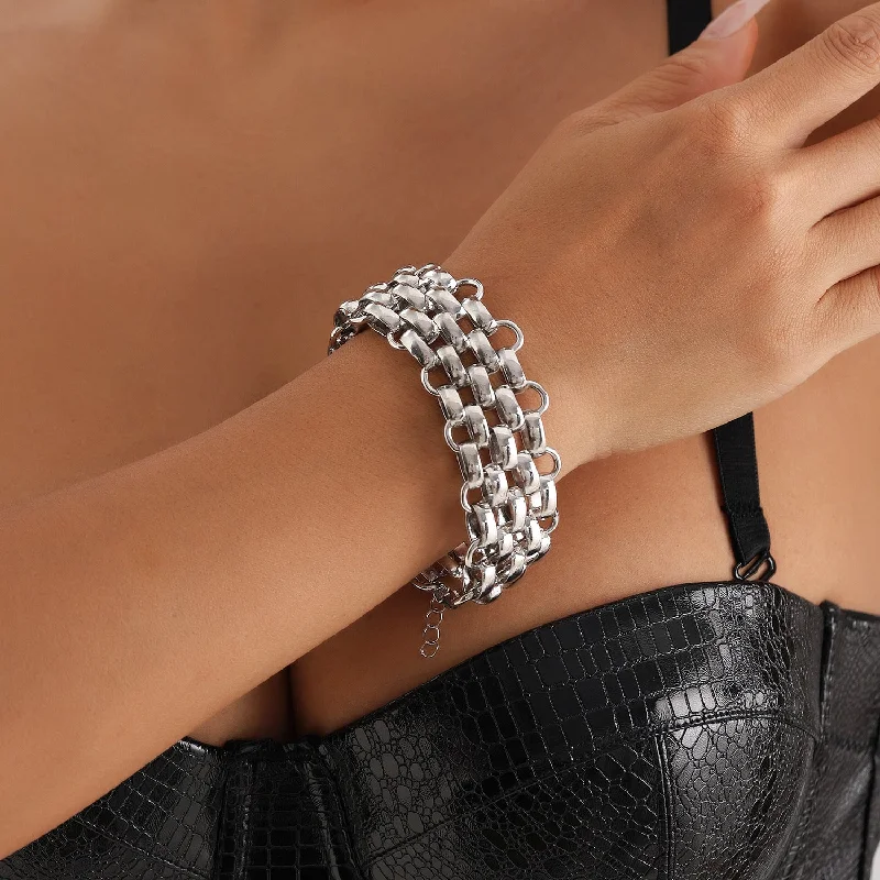 Breathtaking Jewelry At Limited-Time Savings Vintage Punk Style Wide Chain Silver Bracelet JLTB0564