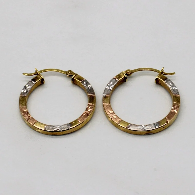 Premium Jewelry Now Available At Special Discounts 10k Tri Tone Gold Hoop Earrings
