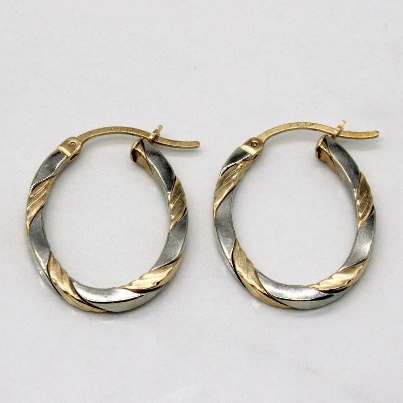 Trending Jewelry Now At Unbeatable Prices Two Tone Oval Hoop Earrings |