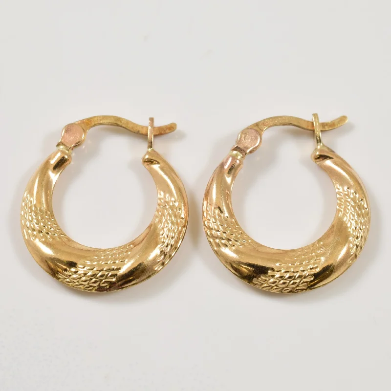Dainty Floral Jewelry For Feminine Elegance 10k Yellow Gold Hoop Earrings |