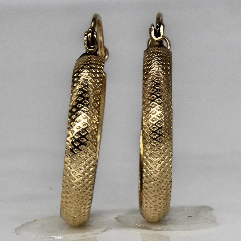 Elevate Your Outfit With Discounted Statement Jewelry 10k Yellow Gold Textured Hoop Earrings | Elevate Your Outfit With Discounted Statement Jewelry 10k Yellow Gold Textured Hoop Earrings |