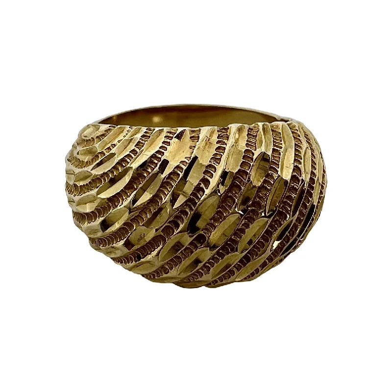 Limited Stock On Premium Jewelry At Low Prices 14K Gold Diamond Cut Dome Ring