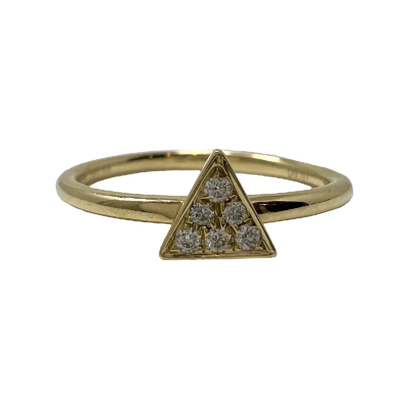 Personalized Jewelry At Special Discount Rates 14K Gold Ring with Triangular Shaped Pave Diamond Embellished Center Piece Personalized Jewelry At Special Discount Rates 14K Gold Ring with Triangular Shaped Pave Diamond Embellished Center Piece