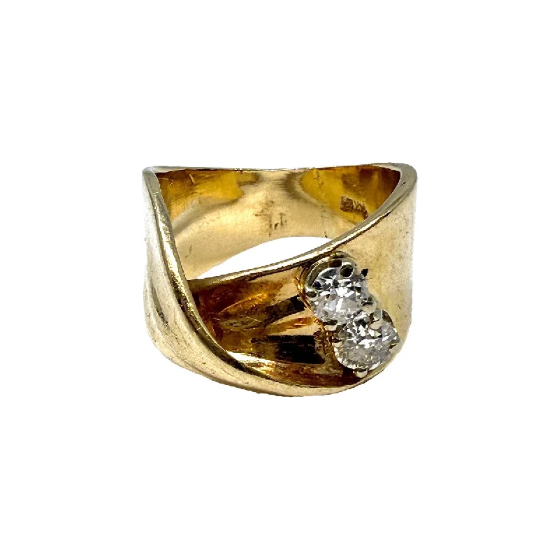 Timeless Elegance, Temporary Discounts – Act Fast 14K Gold Twistet Ring with 2 Diamonds Timeless Elegance, Temporary Discounts – Act Fast 14K Gold Twistet Ring with 2 Diamonds