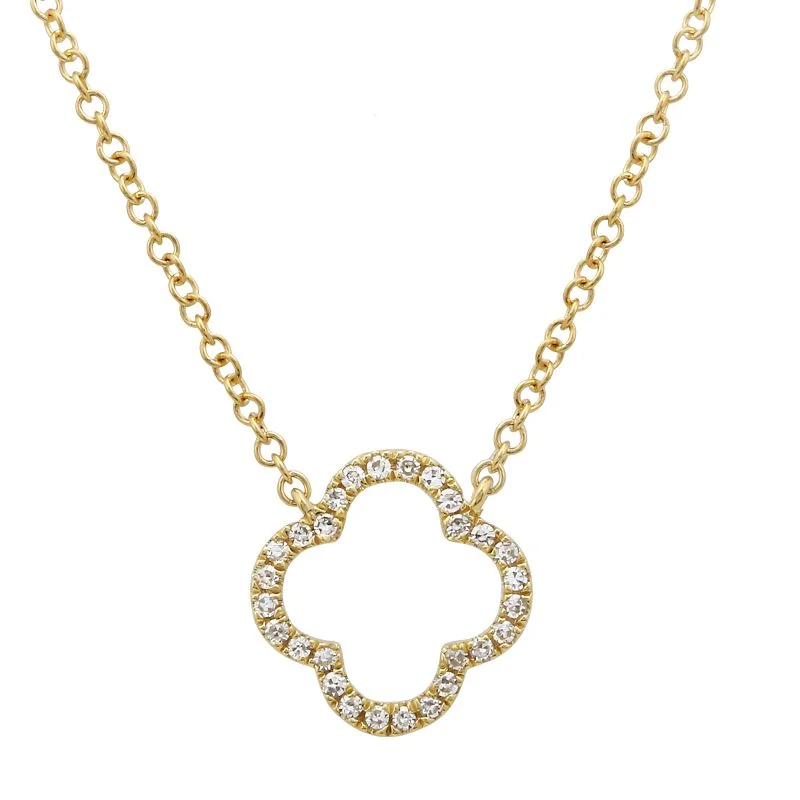 Jewelry Clearance – Final Chance To Save Big 14K Quatrefoil Diamond Necklace