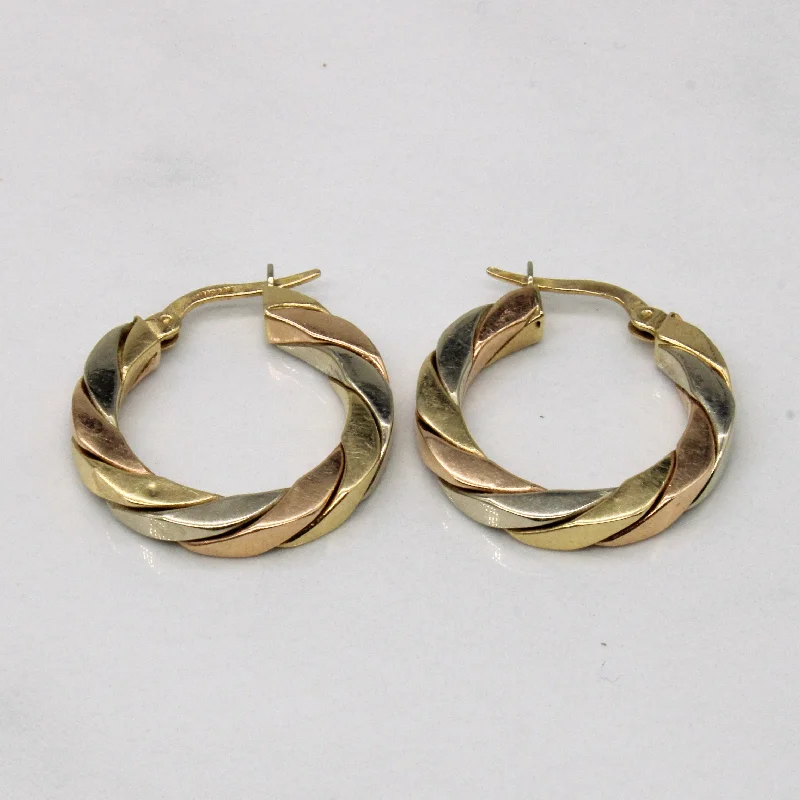 Luxury Jewelry Now At Special Promotional Rates 14k Tri Tone Gold Hoop Earrings